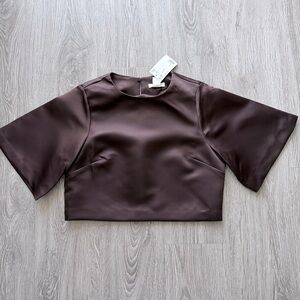 Brown Satin Women's Crop Top